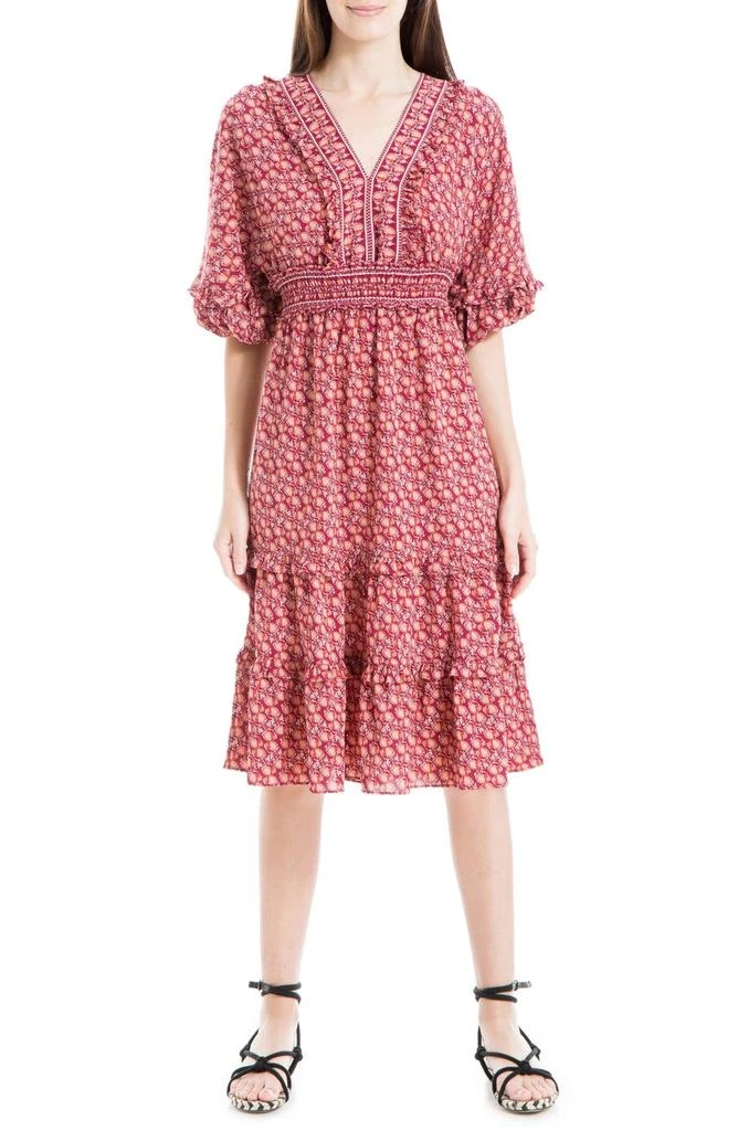 商品MAXSTUDIO|Floral Print Balloon Sleeve Midi Dress,价格¥151,第1张图片