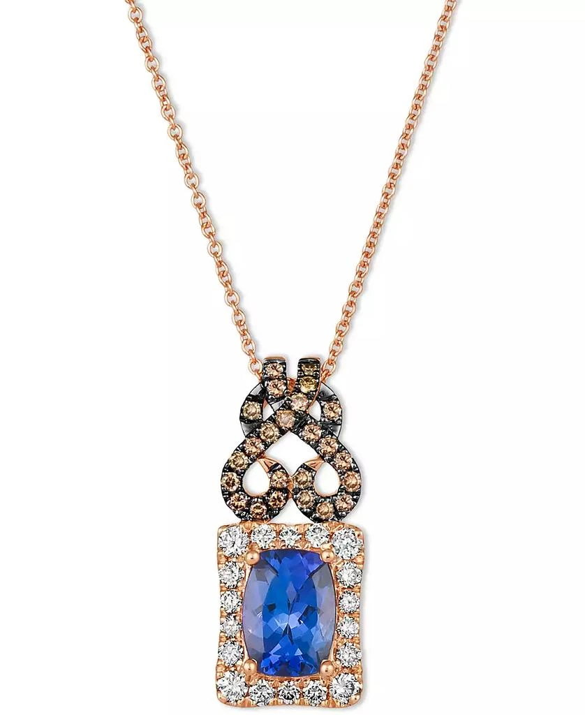 商品Le Vian|Blueberry Tanzanite (1-1/4 ct. t.w.) & Diamond (1/2 ct. t.w.) Scrollwork Halo Adjustable 20" Pendant Necklace in 14k Rose Gold,价格¥14565,第1张图片