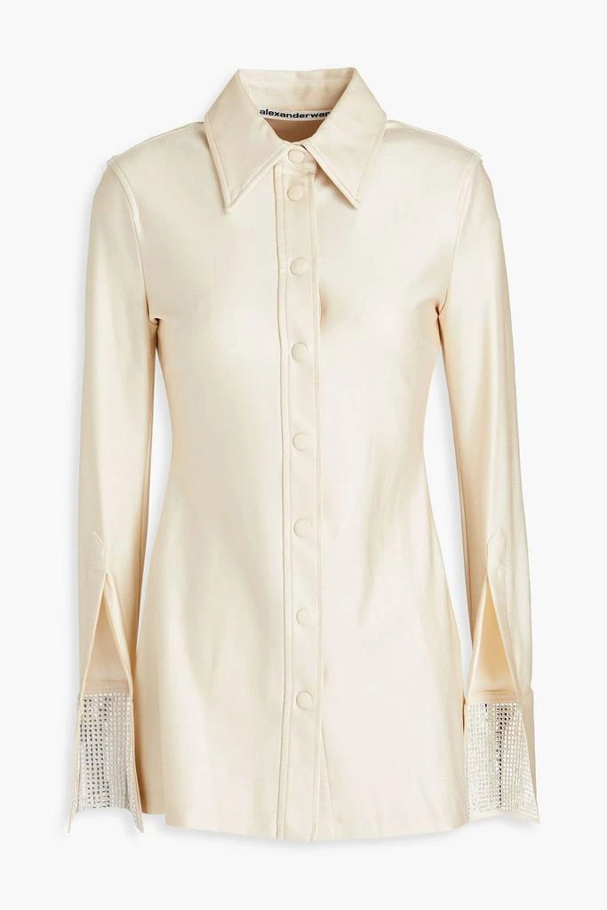 商品Alexander Wang|Crystal-embellished satin-jersey shirt,价格¥1641,第1张图片