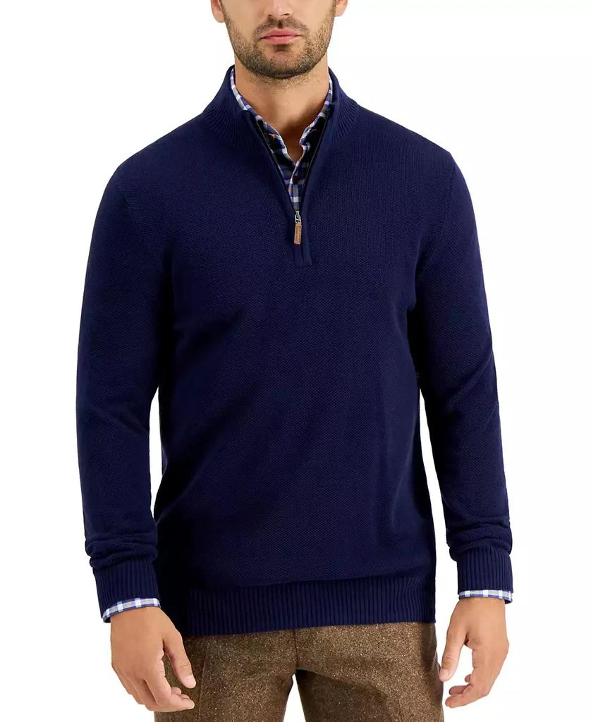 商品Club Room|Men's Quarter-Zip Textured Cotton Sweater, Created for Macy's,价格¥191,第1张图片