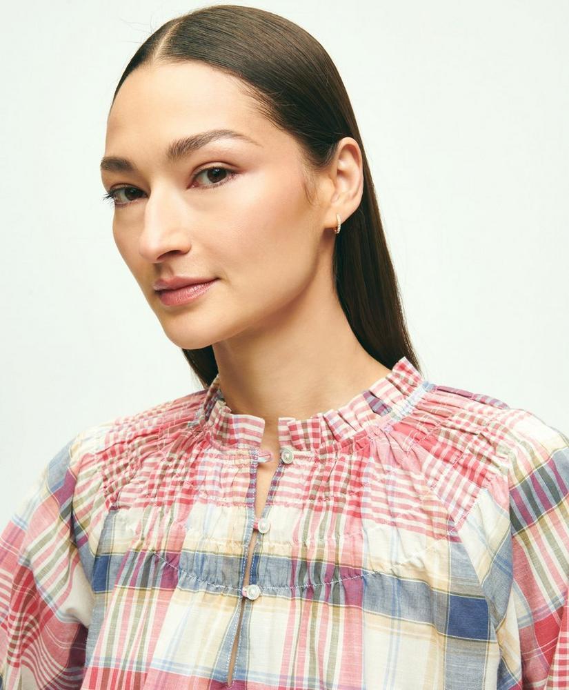 商品Brooks Brothers|Washed Cotton Madras Peasant Blouse,价格¥480,第2张图片详细描述