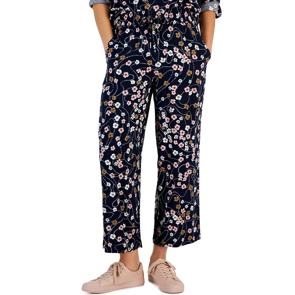 商品Tommy Hilfiger|Women's Floral-Print Wide-Leg Pull-On Pants,价格¥599,第1张图片