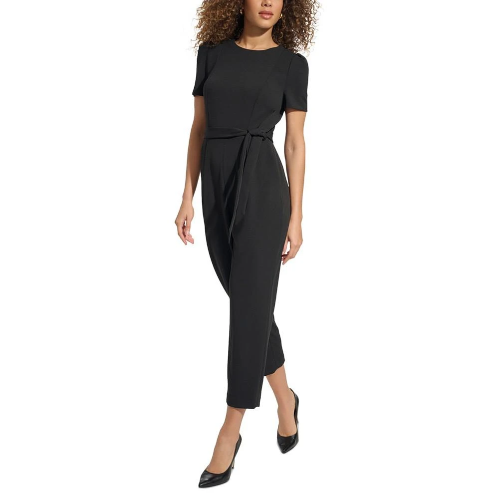 商品Calvin Klein|Women's Belted Tapered-Leg Jumpsuit,价格¥591,第5张图片详细描述