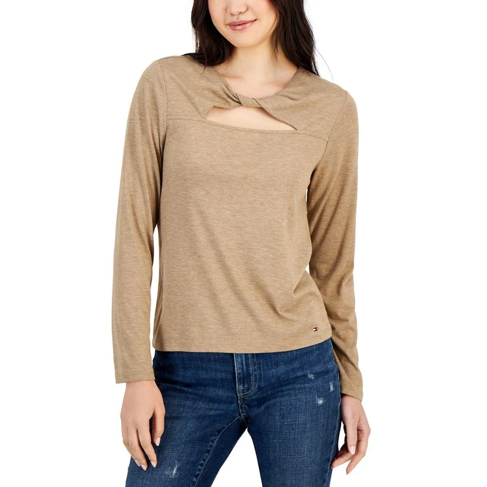 商品Tommy Hilfiger|Women's Twist-Front Keyhole T-Shirt,价格¥330,第1张图片