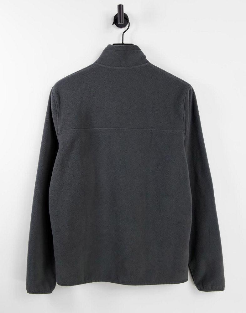 ASOS DESIGN polar fleece sweatshirt with half zip in washed black商品第2张图片规格展示