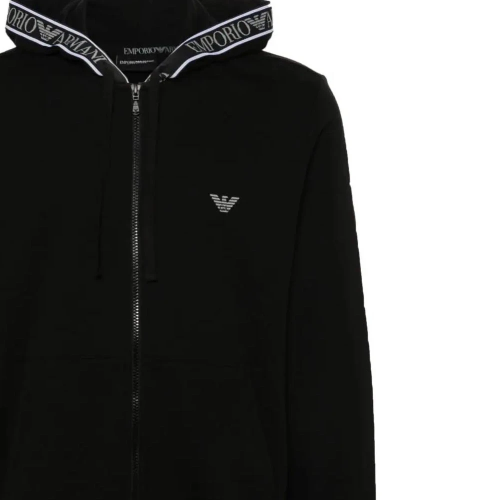 商品[国内直发] Emporio Armani|阿玛尼 字母品牌Logo图案连帽修身长袖夹克外套 男款 黑色,价格¥1873,第11张图片详细描述