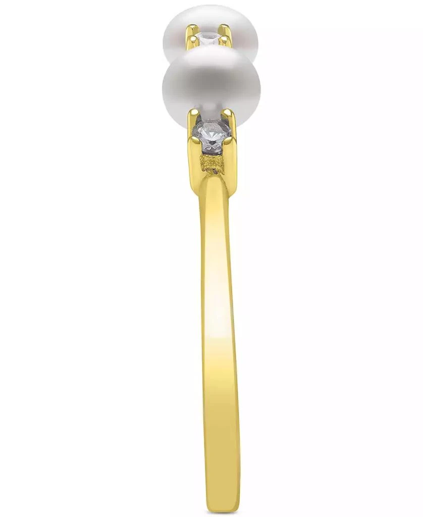 商品Belle de Mer|Cultured Freshwater Button Pearl (4mm) & Lab-Created White Sapphire (1/6 ct. t.w.) Ring in 14k Gold-Plated Sterling Silver,价格¥1113,第4张图片详细描述