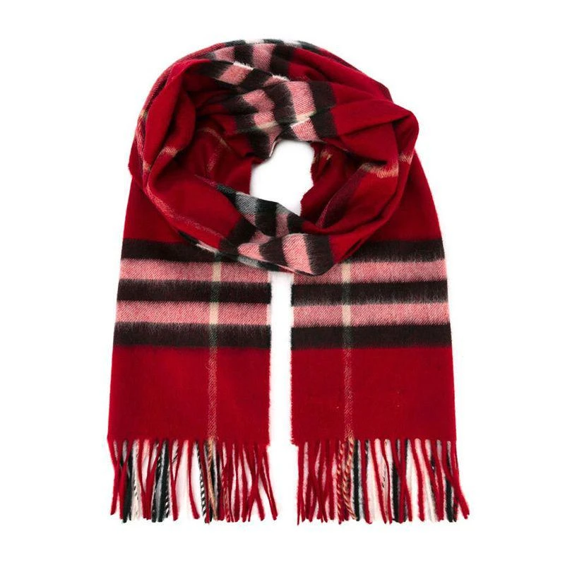 商品Burberry|Burberry 巴宝莉 女士经典缤纷红色格纹羊绒围巾 3953534,价格¥5687,第1张图片