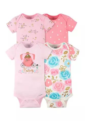 Baby Girls 4 Pack Princess Bodysuits商品第1张图片规格展示