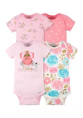 商品Gerber|Baby Girls 4 Pack Princess Bodysuits,价格¥72,第1张图片