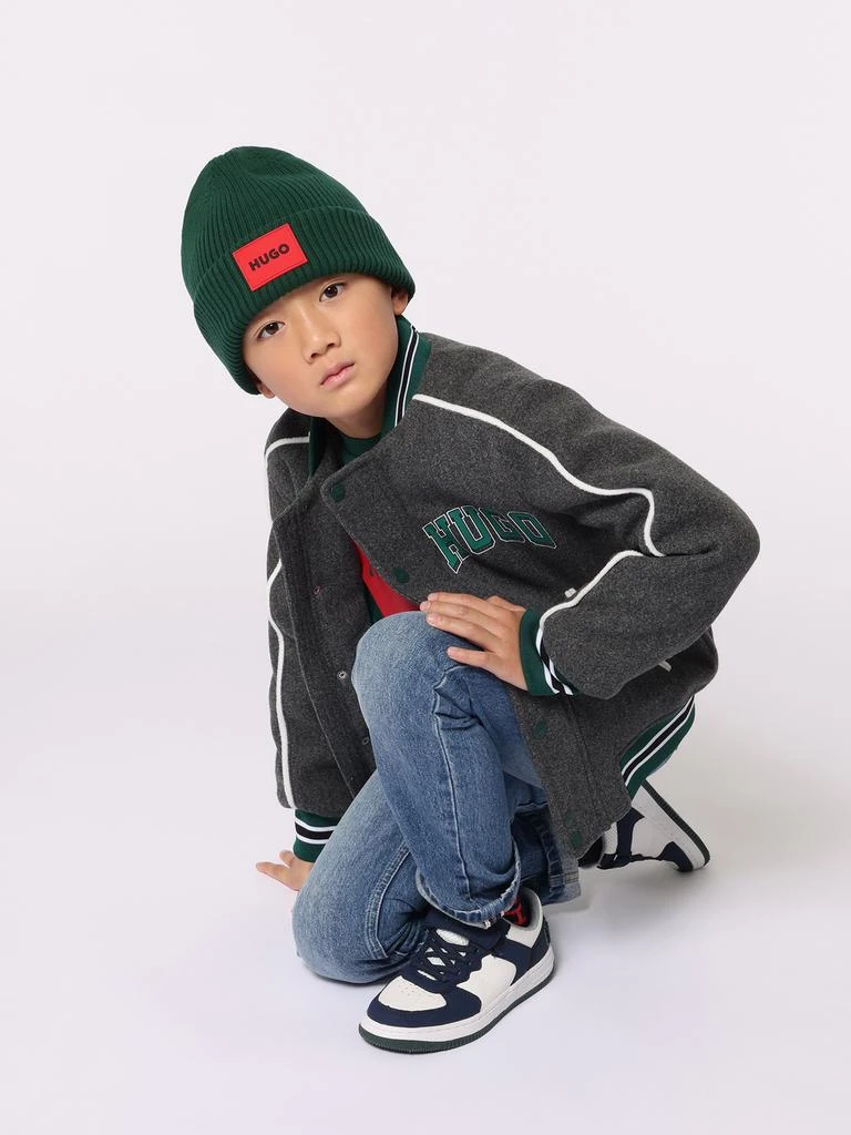 商品Hugo Boss|Hugo Kids Logo Beanie Hat in Green,价格¥216,第2张图片详细描述