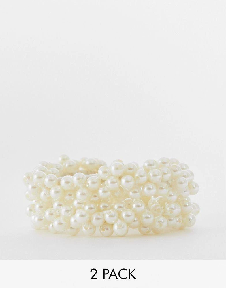商品ASOS|ASOS DESIGN pack of 2 hairbands in faux pearl bead design,价格¥46,第1张图片
