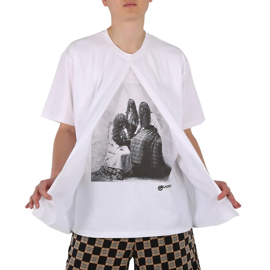 商品Burberry|Men's Optic White Victorian Portrait Print Cotton Oversized T-shirt,价格¥1110,第1张图片