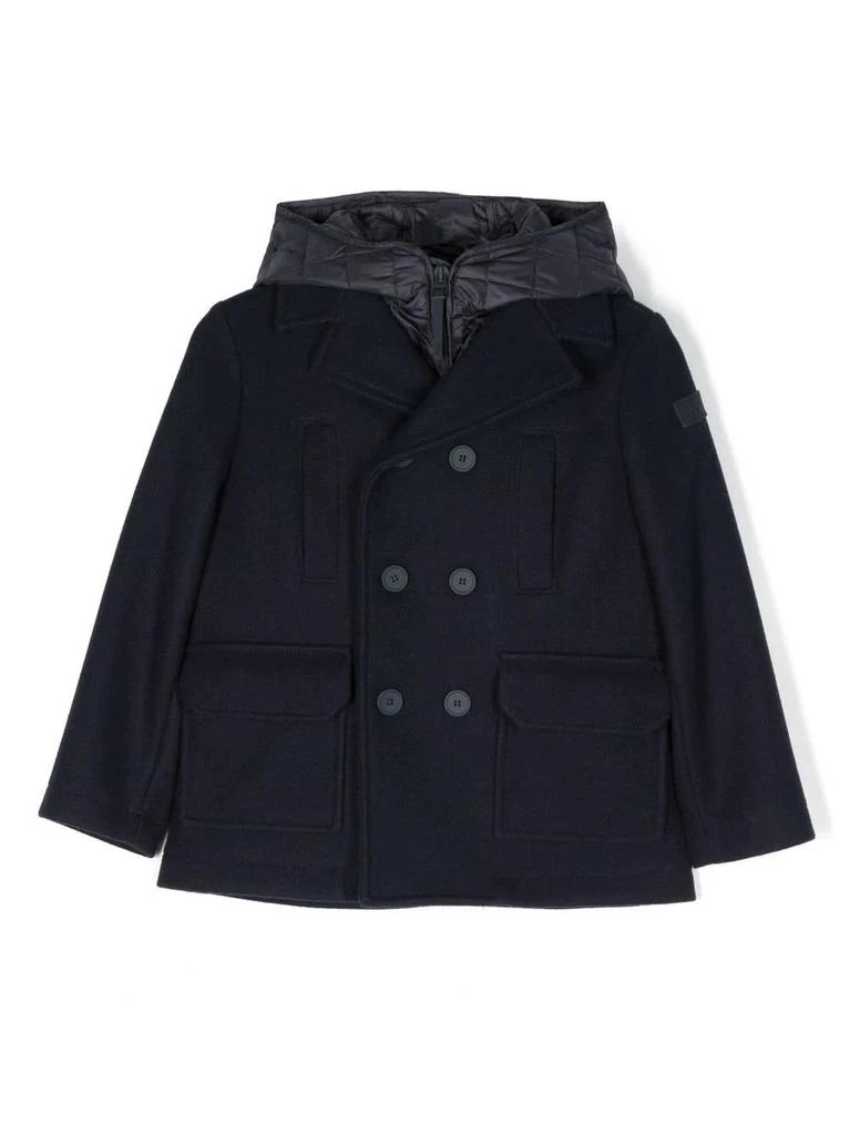 商品IL GUFO|Navy Blue Double Breasted Coat With Padded Hood,价格¥3441,第1张图片