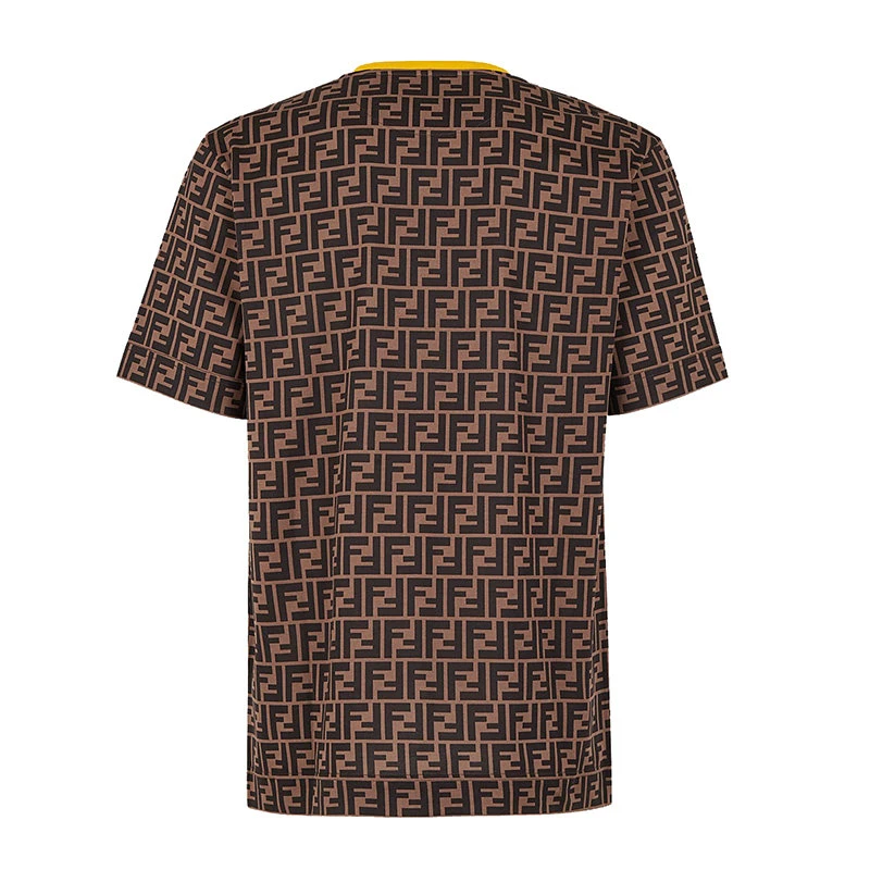 商品Fendi|【预售3-7天】FENDI/芬迪  男士FF图案棕色纯棉短袖T恤 FY0936A6ZUF0QT1,价格¥4367,第4张图片详细描述