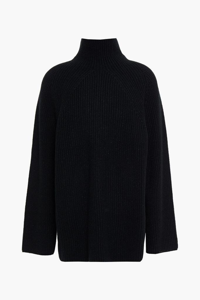 商品N.PEAL|Metallic ribbed cashmere turtleneck sweater,价格¥2476,第1张图片