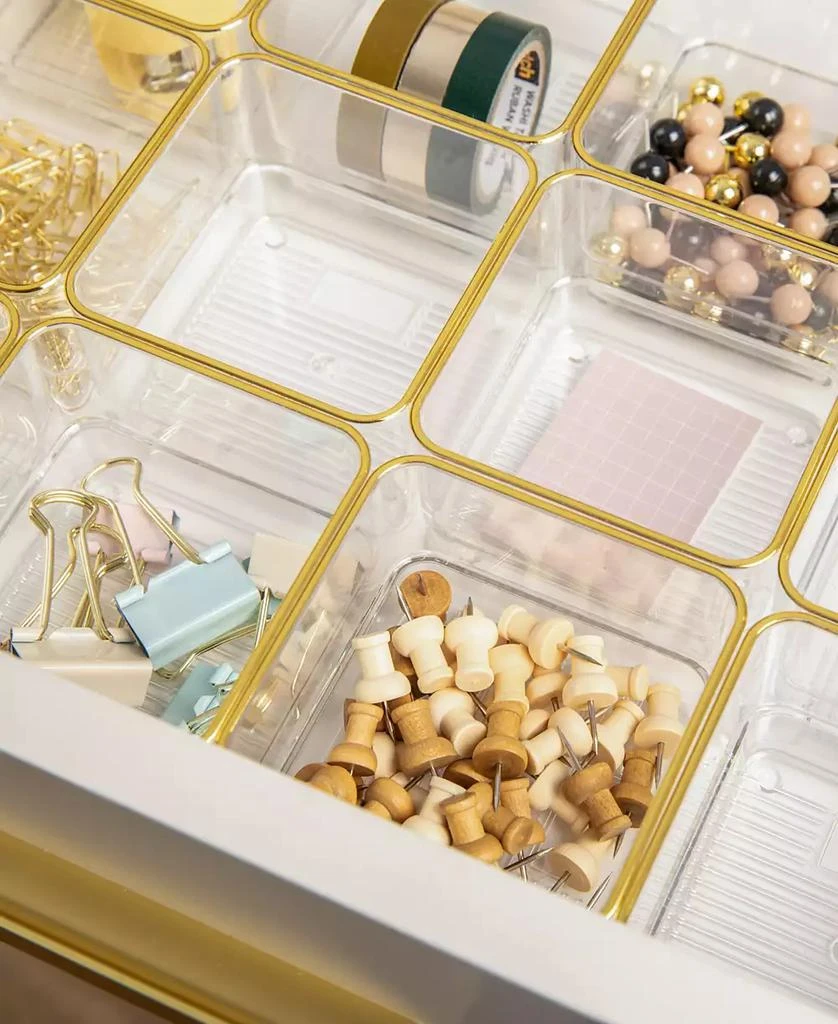 商品Martha Stewart|Kerry 12 Piece Plastic Stackable Office Desk Drawer Organizers Set, 3" x 3",价格¥157,第5张图片详细描述