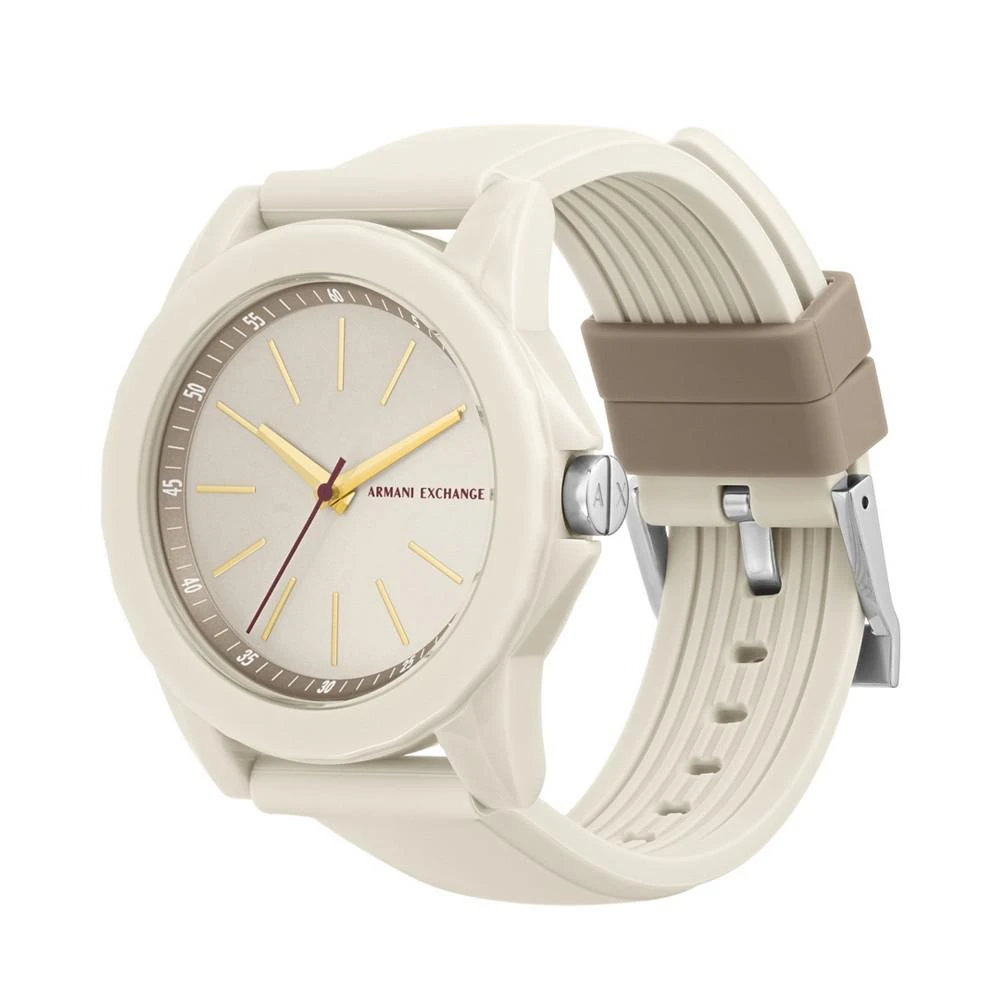 商品Armani Exchange|Women's Lady Banks Three Hand Beige Silicone Watch 40mm,价格¥749,第4张图片详细描述