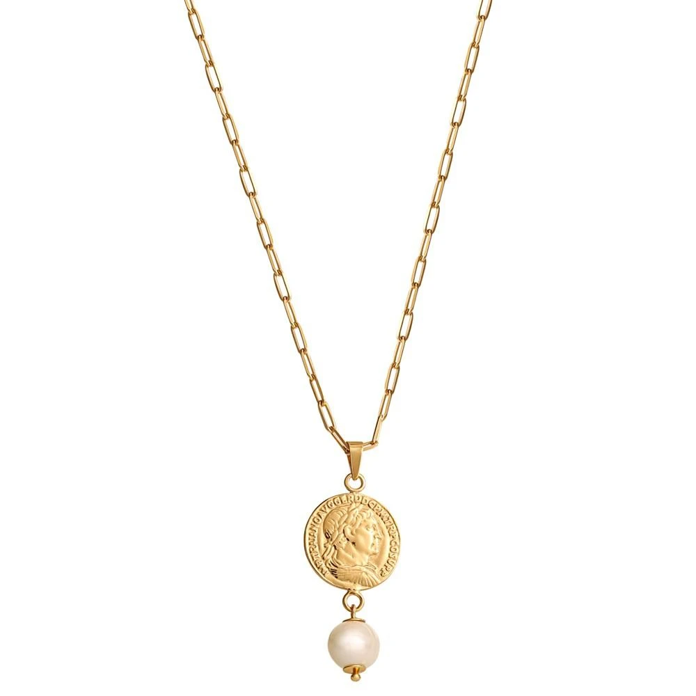 商品Macy's|Pearl Coin 18" Pendant Necklace in 18k Gold-Plated Sterling Silver,价格¥531,第3张图片详细描述