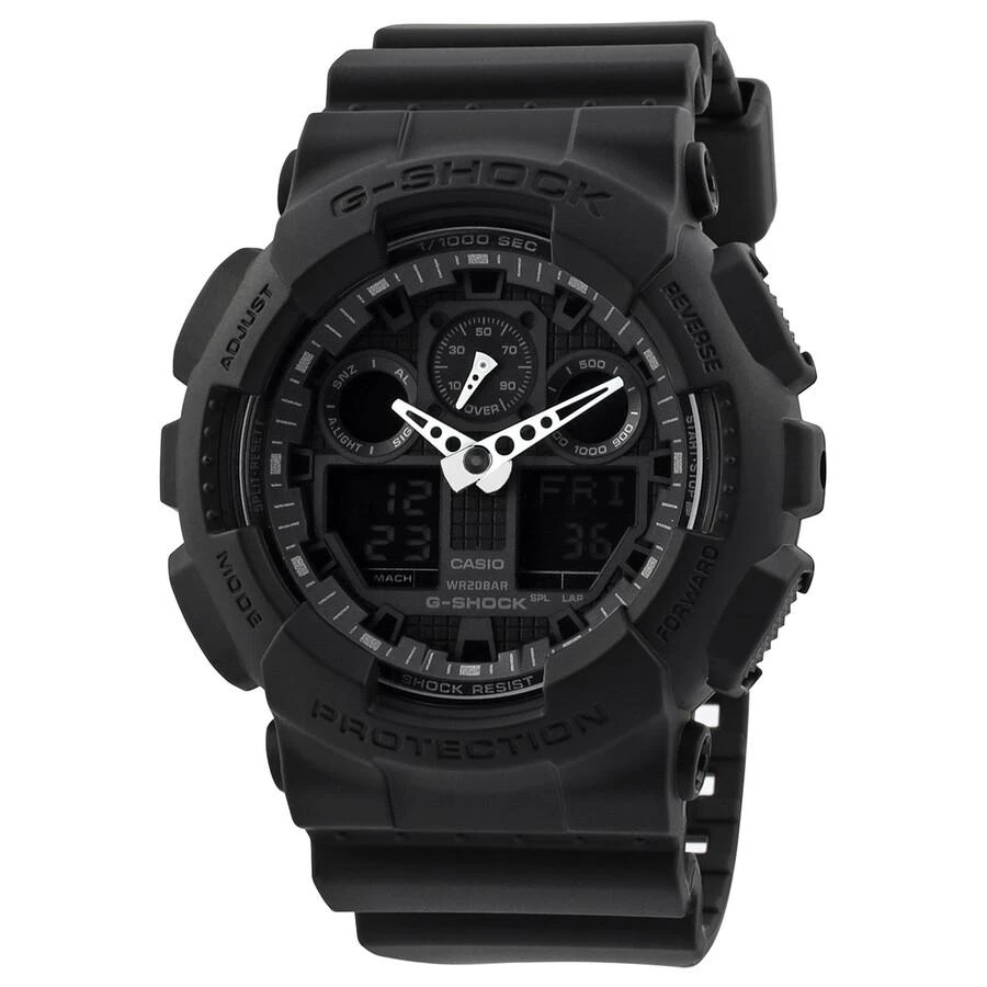 商品Casio|G-Shock Perpetual Alarm World Time Chronograph Quartz Analog-Digital Black Dial Men's Watch GA-100-1A1,价格¥521,第1张图片