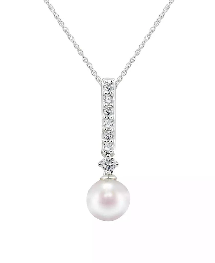 商品Honora|Cultured Freshwater Pearl 7-7.5mm and Diamond 1/5 ct. tw. Pendant 18" Necklace in 14k White Gold (Also Available in 14k Yellow or 14k Rose Gold),价格¥2151,第1张图片