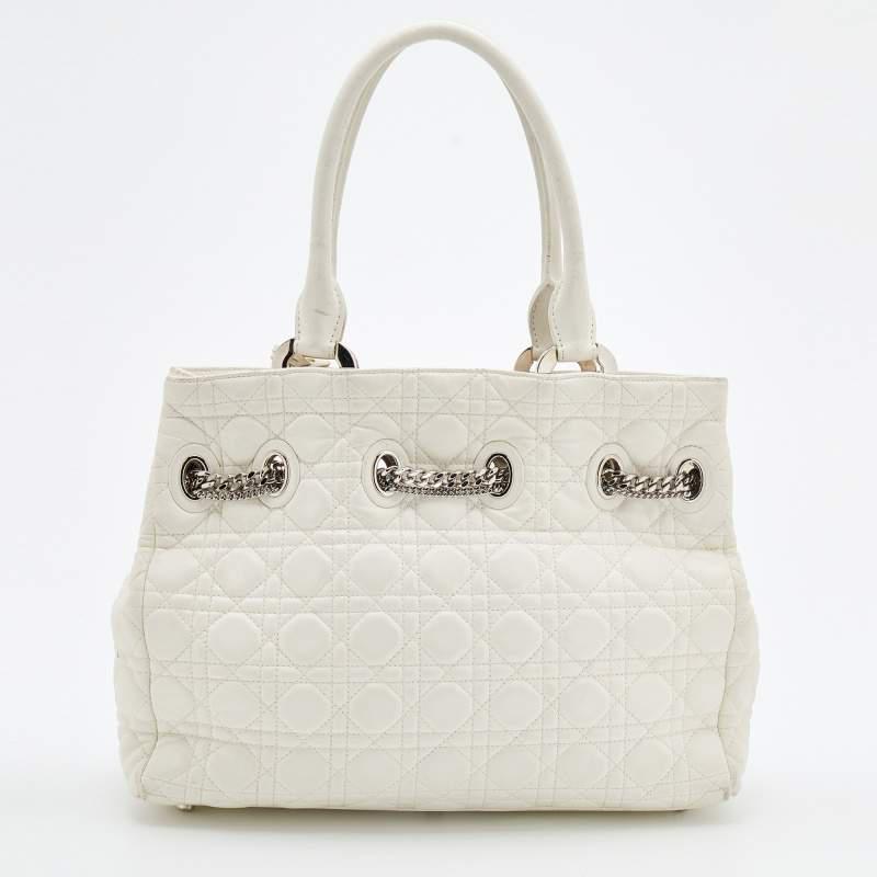 商品[二手商品] Dior|Dior White Cannage Leather Chri Chri Tote,价格¥4707,第6张图片详细描述