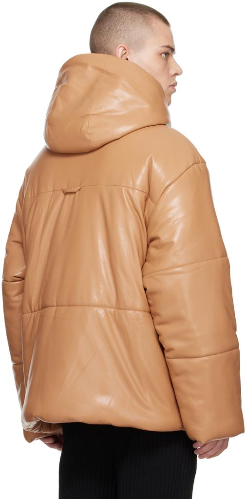 Tan Hide Vegan Leather Puffer Jacket商品第3张图片规格展示