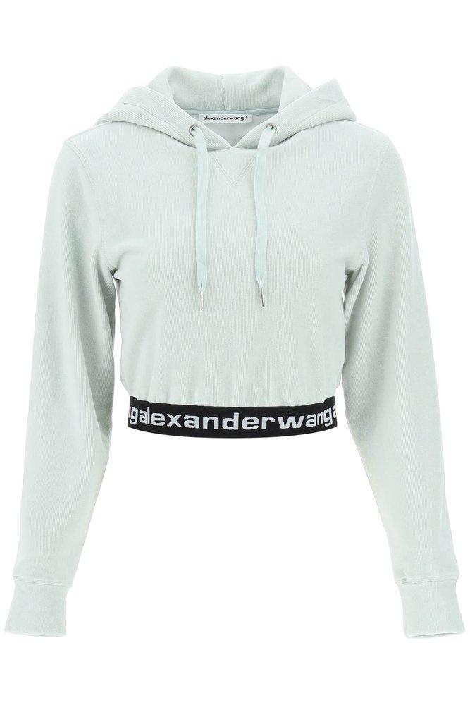 T By Alexander Wang Logo Cropped Corduroy Hoodie商品第1张图片规格展示