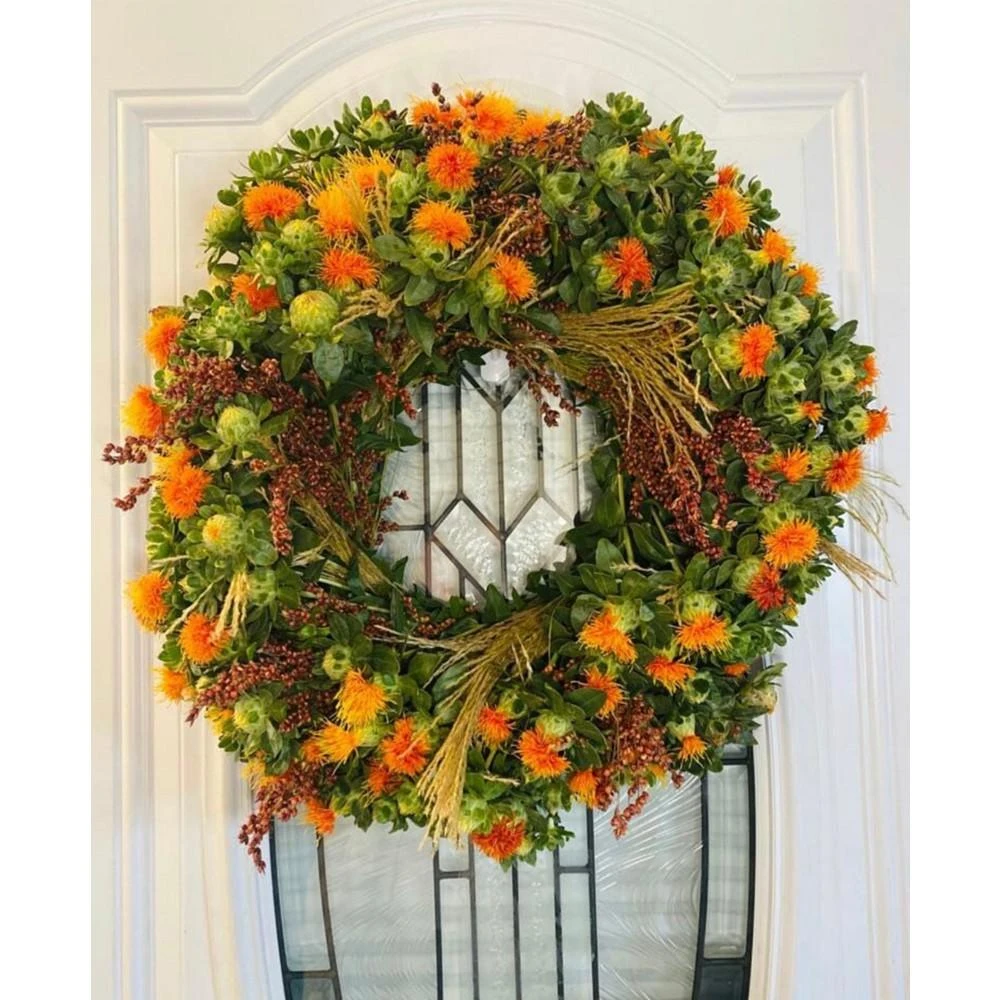 商品GreenishBlu|Fresh Real Safflower and Sorghum Wreath,价格¥584,第2张图片详细描述