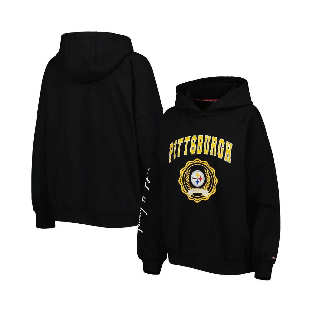 商品Tommy Hilfiger|Women's Black Pittsburgh Steelers Becca Drop Shoulder Pullover Hoodie,价格¥505,第1张图片