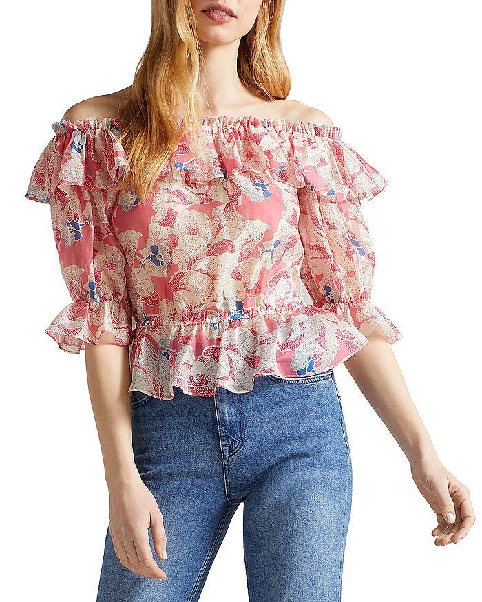 new arrivals ｜ Ted Baker ｜ Harina Printed Off-the-Shoulder Top