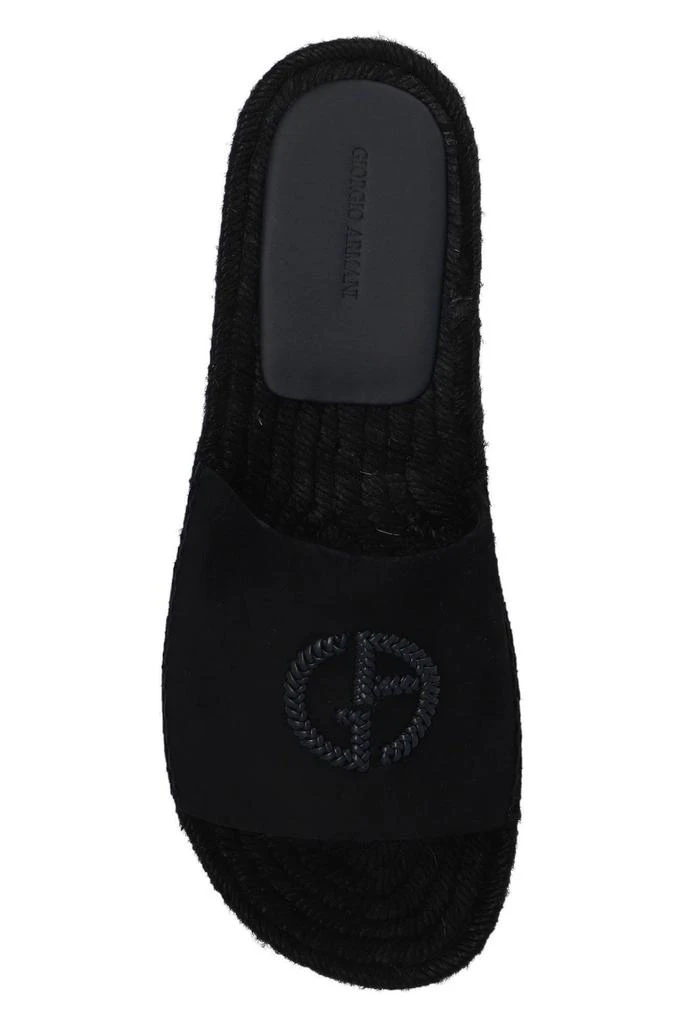 商品Giorgio Armani|Giorgio Armani Logo Embroidered Round Toe Slides,价格¥2491,第4张图片详细描述