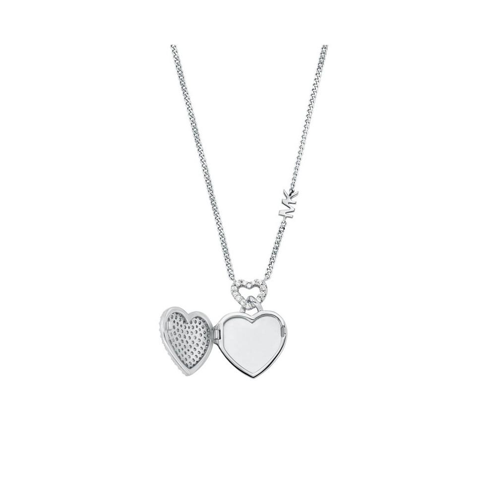 Sterling Silver Pave Heart Locket Necklace商品第4张图片规格展示