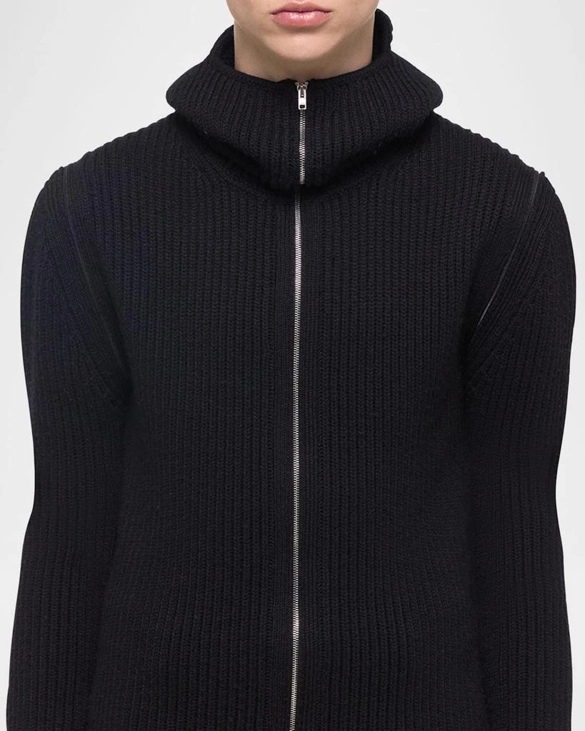 商品Helmut Lang|Men's Ribbed Zip-Shoulder Balaclava Sweater,价格¥4884,第4张图片详细描述