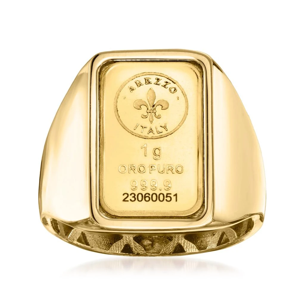 商品Ross-Simons|Italian 24kt Gold Fleur-De-Lis 1-Gram Ingot Signet Ring With 14kt Yellow Gold Band,价格¥7222,第1张图片