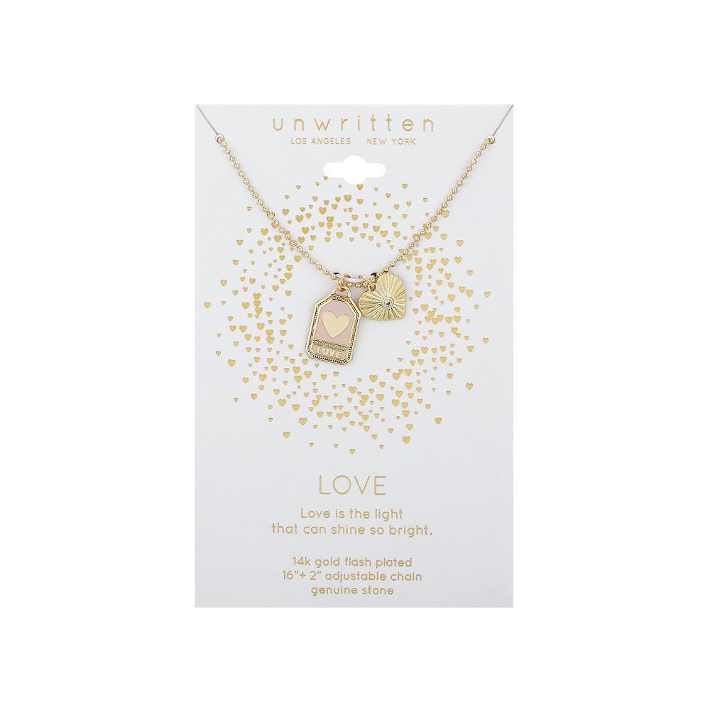 商品Unwritten|14K Gold Flash-Plated Crystal "Love" Heart Pendant Necklace,价格¥162,第4张图片详细描述