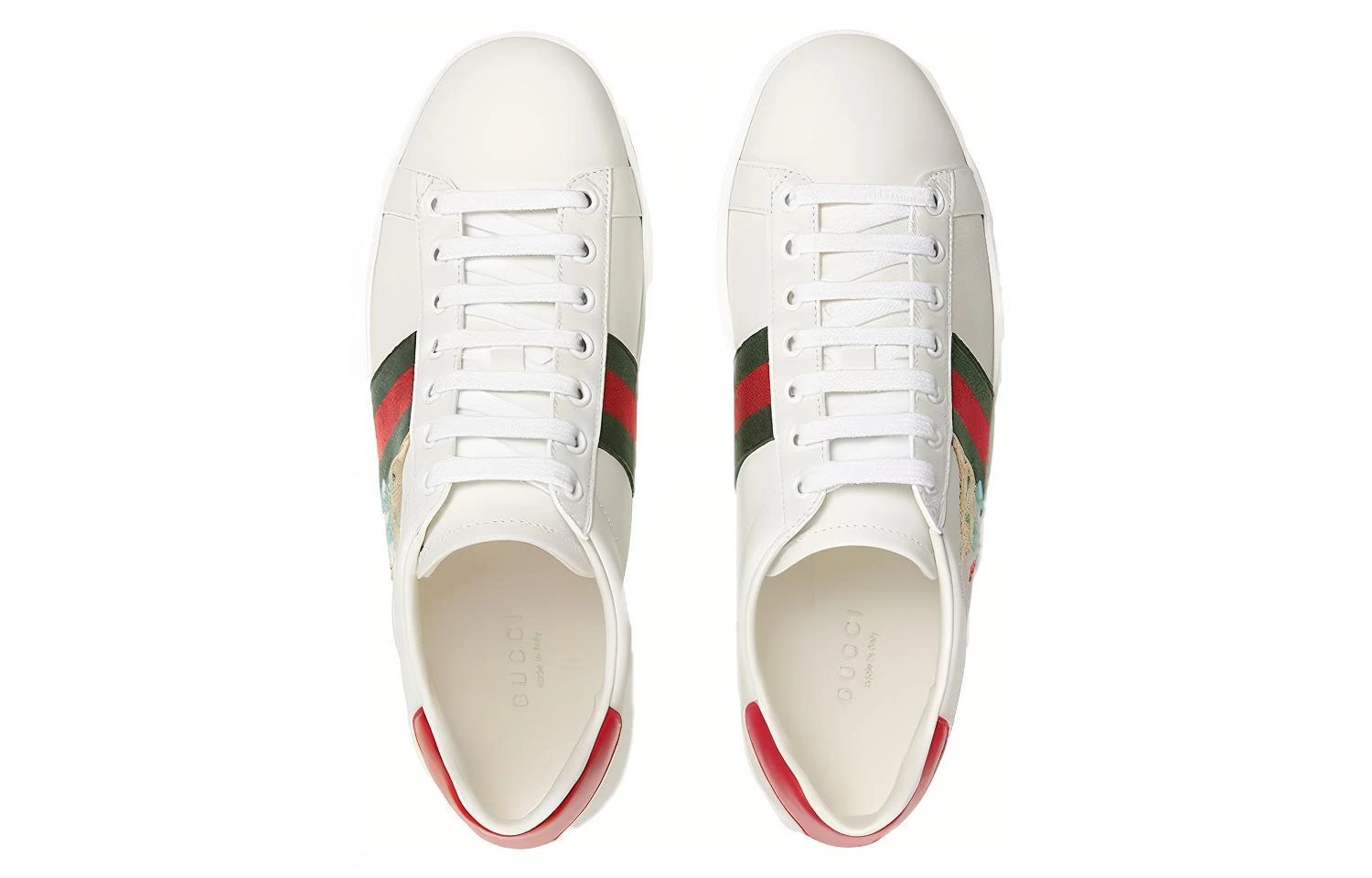 商品[国内直发] Gucci|古驰 ACE 猫咪刺绣 低帮 时尚板鞋 女款 白红,价格¥3736,第4张图片详细描述