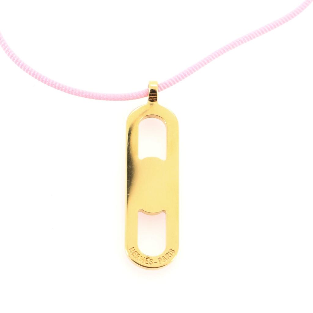 Hermes Maillon Pendant Choker Silk Cord with Metal and Enamel Pink商品第3张图片规格展示