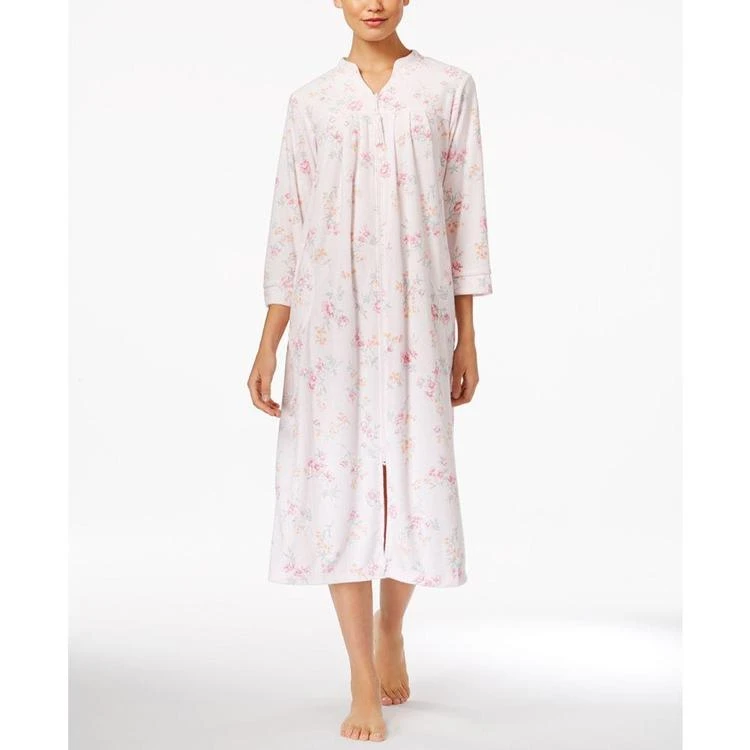 商品Miss Elaine|Printed Stretch-Terry Zip-Front Long Robe,价格¥297,第2张图片详细描述
