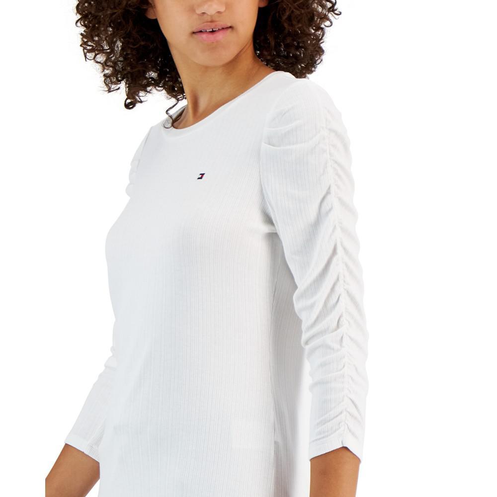 商品Tommy Hilfiger|Women's Ruched Sleeve Top,价格¥219,第5张图片详细描述