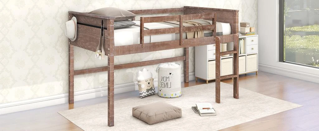 商品Simplie Fun|Wood Twin Size Loft Bed,价格¥3461,第5张图片详细描述