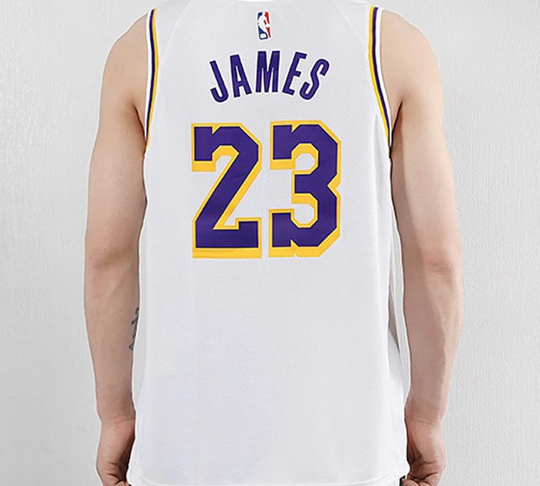 商品[国内直发] NIKE|NBA 洛杉矶湖人队詹姆斯23号球衣 男款 白色,价格¥864,第6张图片详细描述