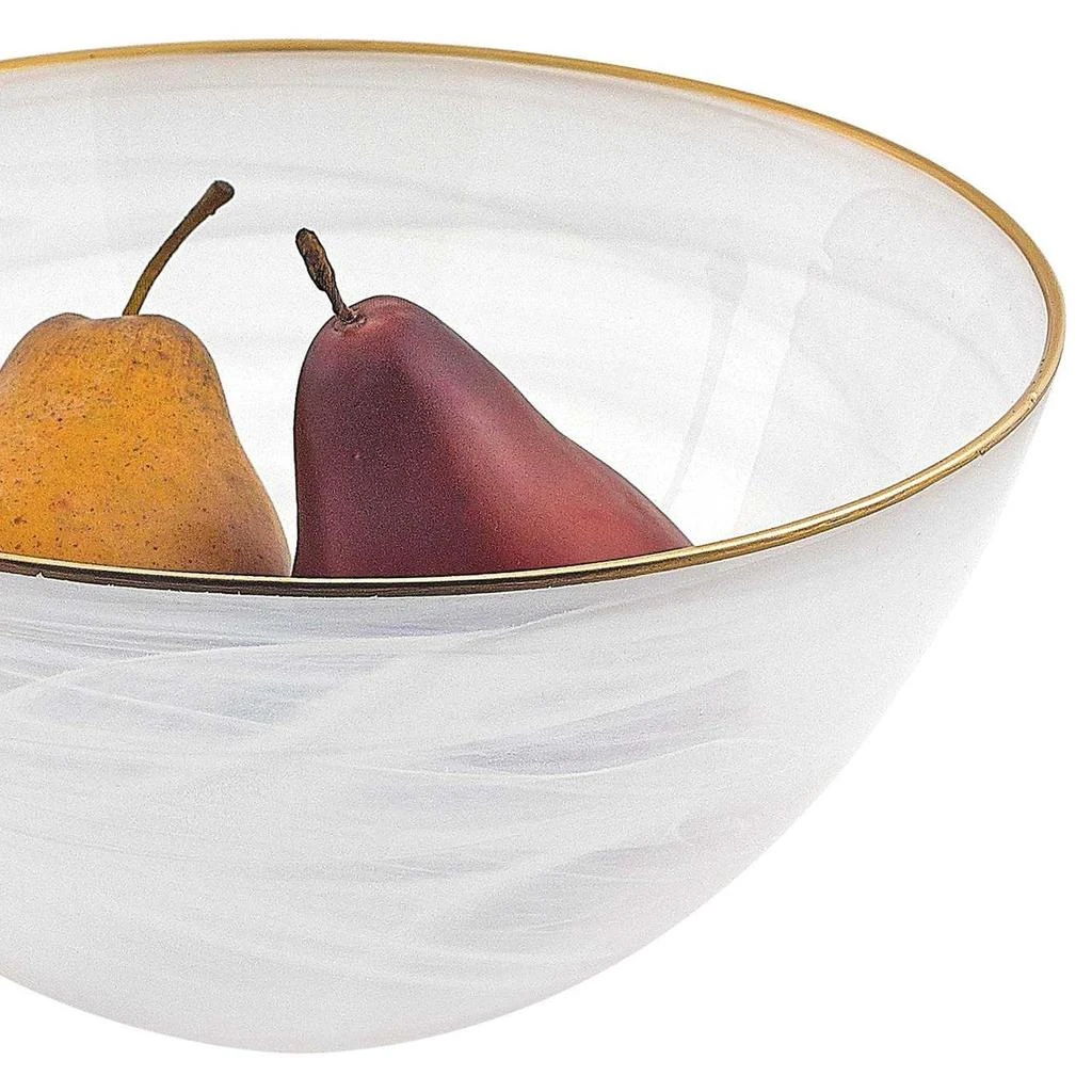 商品Homezia|10 Hand Crafted White Gold Glass Fruit Or Salad Bowl With Gold Rim,价格¥587,第1张图片