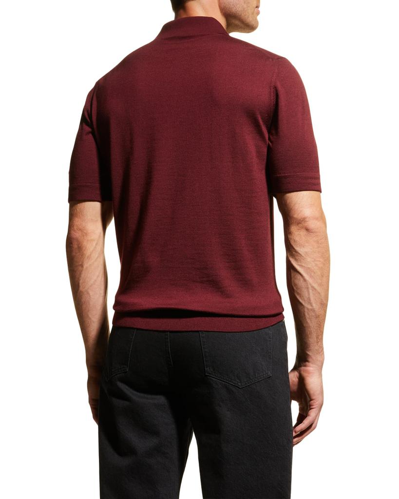 Men's Kenny Wool-Silk Knit Polo Shirt商品第5张图片规格展示