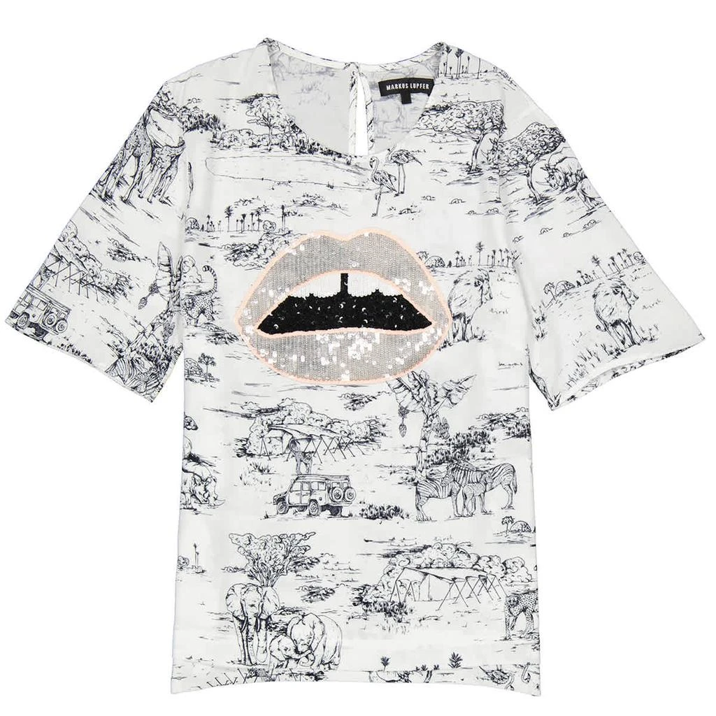商品MARKUS LUPFER|Ladies Josie Serengeti Embellished Lip Tee,价格¥590,第1张图片