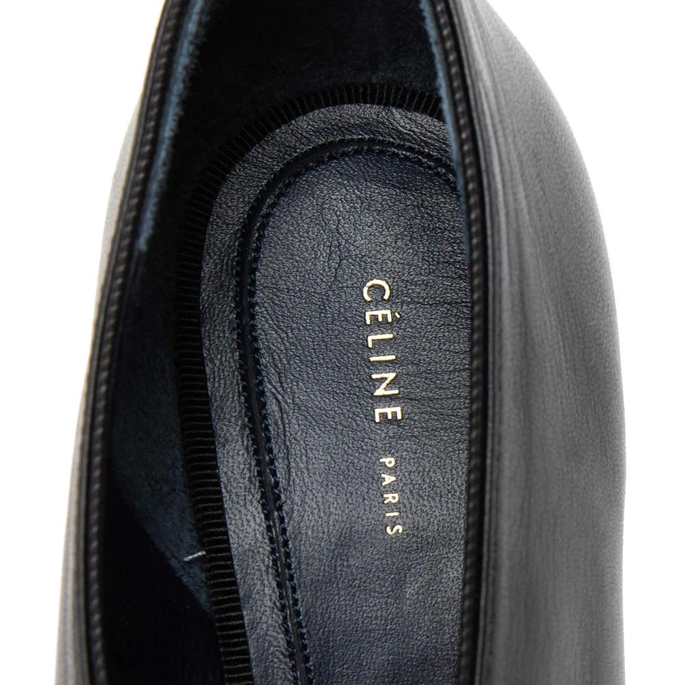 Celine Black Leather V Neck Pointed-Toe Pumps Size 38.5  商品