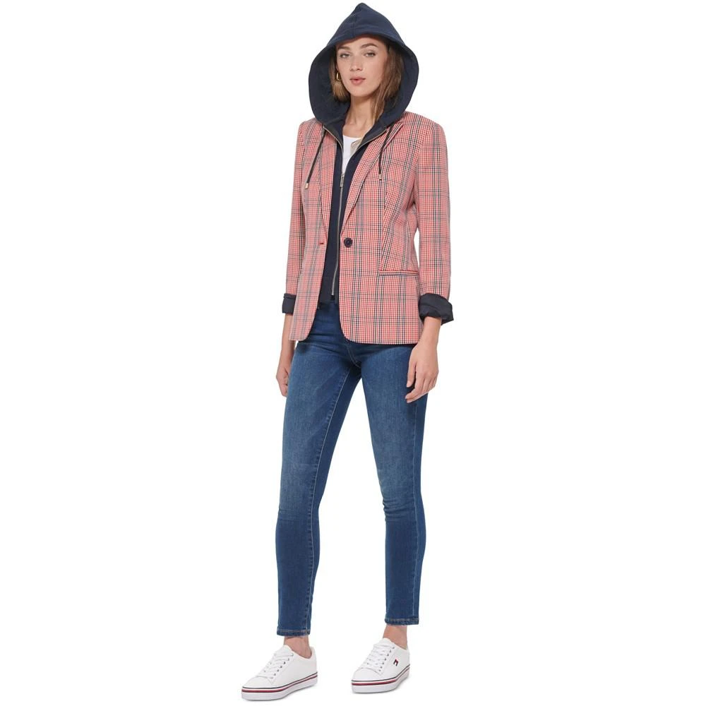 Women's Plaid-Print Hooded Blazer 商品