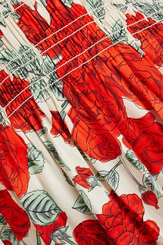 商品Ganni|Shirred floral-print stretch-silk satin mini dress,价格¥1665,第4张图片详细描述