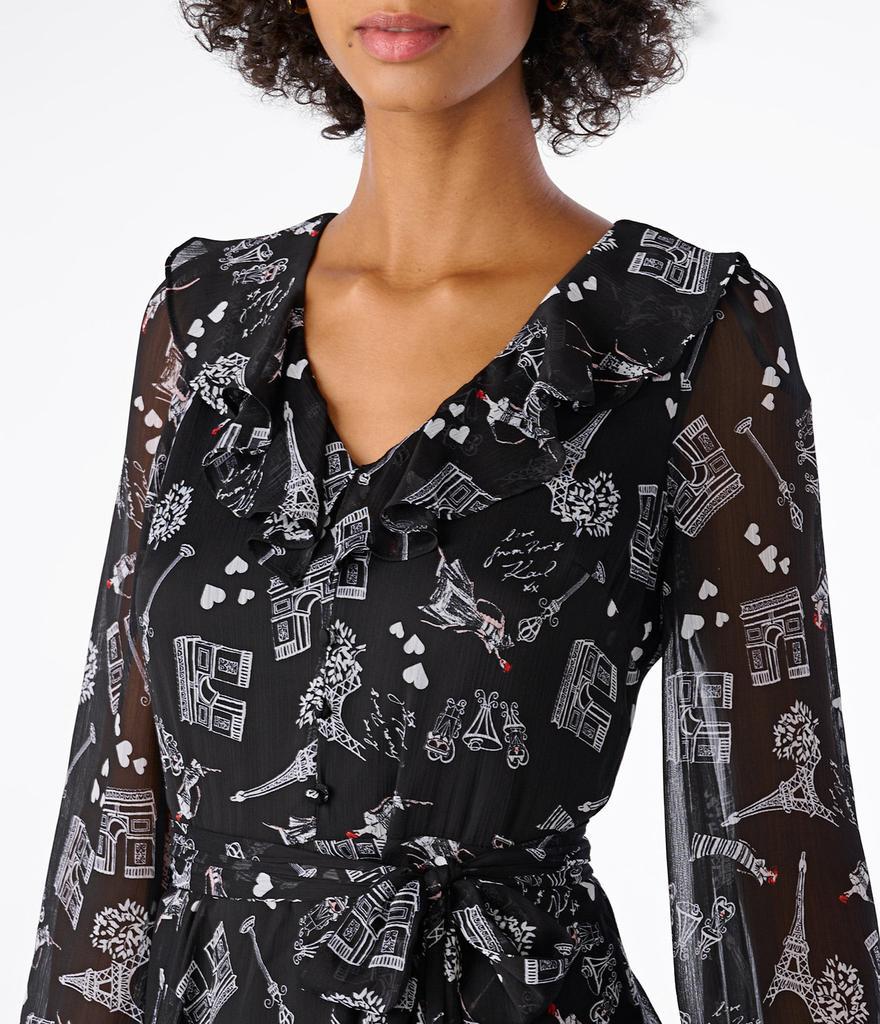 商品Karl Lagerfeld Paris|PRINTED CHIFFON RUFFLE DRESS,价格¥1101,第5张图片详细描述