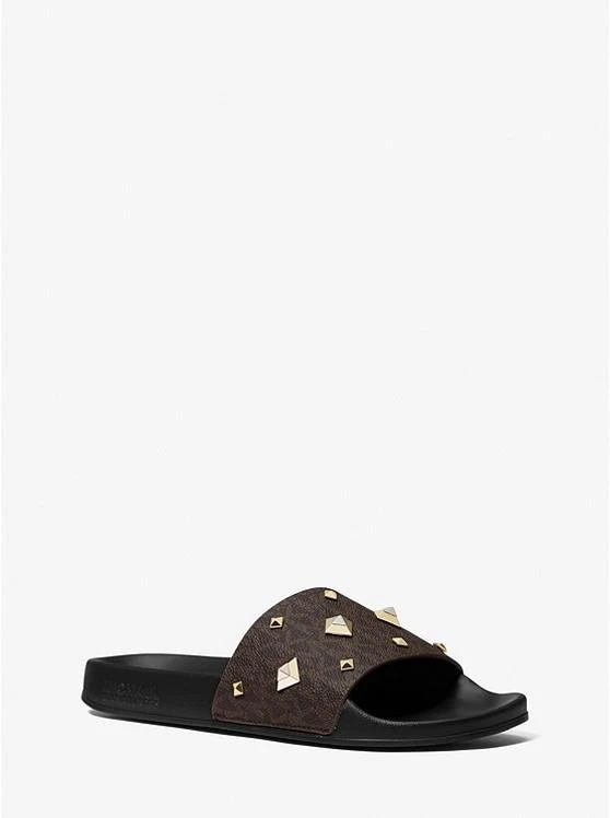 商品Michael Kors|Gilmore Studded Logo Slide Sandal,价格¥220,第1张图片